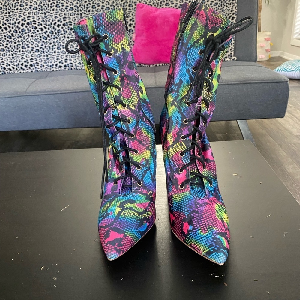 PILATE-09 Chunky Heel Lace Up Boots‎ - Picture 3 of 6